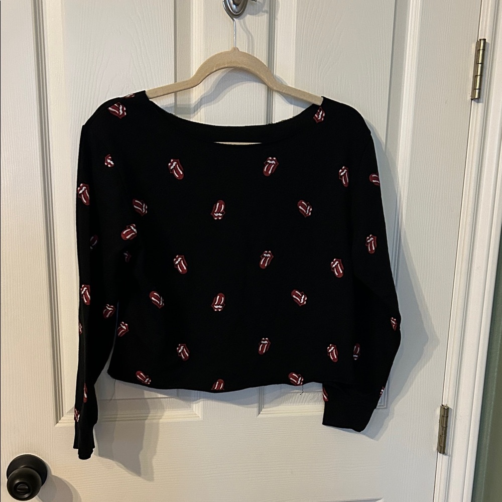 Black knit PJ’s set with Red Tongue Pattern